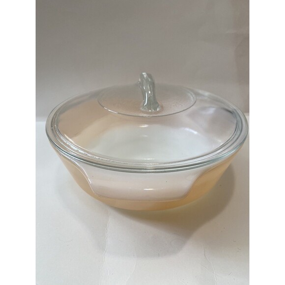 VTG 1960s Anchor Hocking Fire-King Copper Tint Lusterware Casserole Dish W/ Lid - Picture 2 of 15